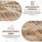 VClife XXL Sofa Cover Chenille Couch Cover for 3 Cushion Couch Sofa, Modern Beige Khaki Striped Couch Covers for Kids Washable Sectional Sofa Protector with Tassel 71"X150"