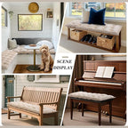 Bench Cushion for Indoor Furniture 42x16 in Velvet Thicken Indoor Window Seat Cushion, Soft Piano Sofa, Entryway Storage, Bay Window Tufted Patio Porch Swing Bench Pad Memory Foam(Ivory)