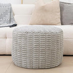 Asuprui Round Ottoman Pouf Ottoman Foot Stool Seat Faux Fur Bean Bag Foot Rest Floor Chair Leg Rest for Living Room, Bedroom or Wedding Gifts 20x20x14 Inches (Light Gray)