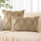 decorUhome Spring Throw Pillow Covers 20x20 Inch Set of 2, Soft Plush Faux Fur Wool Khaki Accent Couch Pillow Covers for Modern Farmhouse Bed Sofa Living Room