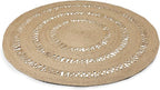 · REDEARTH · Round Area Rug - 6 Feet Braided Scalloped Earthy Trails Jute Rug- Artisan Made Boho Jute Patterned Rugs for Bedroom, Kitchen, Living Room, Farmhouse, Aesthetic, Handmade Vintage Décor