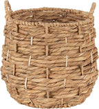 Kate and Laurel Livia Modern Woven Storage Basket, 13 x 13, Natural Water Hyacinth, Boho Wicker Basket for Use as Nursery Storage, Mini Laundry Basket, or Living Room Blanket Basket