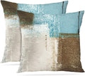 Britimes Throw Pillow Covers Home Decor Set of 2 Pillow Cases Decorative 20 x 20 Inches Outdoor Cushion Couch Sofa Pillowcases Beige Blue