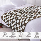WRENSONGE Checkered Throw Blanket, Coffee Soft Cozy Fluffy Warm Hand Made Throw Blankets for Couch, Sofa, Chair, Bed, Camping, Picnic, Travel Lightweight Bed Blanket - 50"*70"