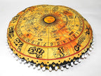 CRAFT KALA Boho Large Floor Pillow Pouf Cover Mandala Meditation Room Pillow Cover for Adults Round Bohemian Seating Pouf Cushion Cover for Kids Playroom 22" Yellow Zodiac