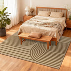 Outdoor Rug 5x7 Rugs for Living Room Washable Non-Slip Easy Jute Rug Indoor Outdoor Low Pile Ultra-Thin Area Rug Brown Rainbow Carpet for Dining Room Bedroom Patio Office Dorm Nursery Floor Mats