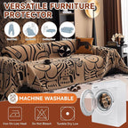 VClife Boho Sofa Cover Pet Sectional Couch Covers, Anti Slip Chenille Sofa Slipcover for 3 Seat, Unique Black Coffee Couch Sofa Covers for 3 Cushion Couch Washable Sofa Covers Throw, 71"X134"