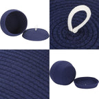 Sea Team Round Cotton Rope Storage Basket with Lid, Decorative Woven Storage Bin, Pot, Caddy, Organizer, Container for Snacks, Towels, Plants, 13 x 9 Inches (Large, Dark Blue)