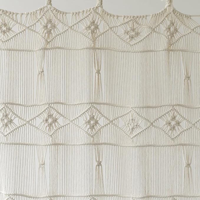 Macrame Curtain Handmade Woven Curtains, Door & Window Drapes,Divider Room Doorway Curtain,Natural Fiber, Stylish Handcrafted Door for Home Décor 42" W x 75" L