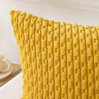 Kevin Textile 14x24 Inch Pillow Cover 1 Pack Boho Decorative Soft Striped Corduroy Lumbar Farmhouse Color Accent Rectangle Cushion Case for Living Room Couch Sofa Bed, Mustard Yellow