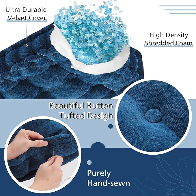 Geelin 48x18 Inch Bench Cushions for Indoor Furniture Window Chenille Velvet Navy Blue Button Tufted Thicken Seat Pad Mat with Memory Foam Sofa Chair Daybed Floor Pillow for Living Room Porch Swing