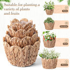 4 Pack Scalloped Wicker Plant Basket Water Hyacinth Plant Baskets Hand Woven Flower Pots Storage Containers with Plastic Liners for Indoor Outdoor Decoration, 10.2, 8.7, 7.5, 6 Inch(Untrim)