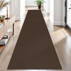 EARTHALL Woven Runner Rug 2.6x10 Ft Washable Runners for Hallways Long Non Slip Rubber Backed Kitchen Runner Braided Indoor Floor Carpet Runners for Entryway, Hallway, Kitchen, Brown
