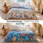 Boho Throw Blanket 50"x60" Floral Couch Blanket with Sunflowers,100% Cotton Soft Breathable Lightweight Spring Decorative Tassel Reversible Blankets for Sofa Bed Decor All Season