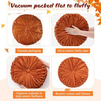 Round Throw Pillows Decorative Pleated Throw Pillows 15'' Diameter Accent Pumpkin Boho Chair Cushion for Couch Sofa Home Decoration(Fall Color,4 Pcs)