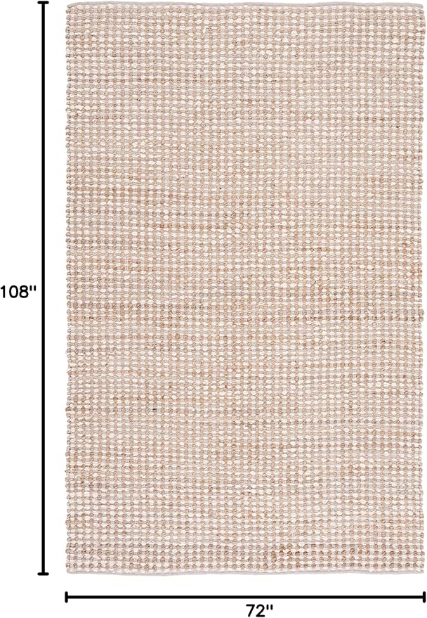 SAFAVIEH Natura Collection Area Rug - 6' x 9', Beige & Ivory, Transitional Design, Ideal for High Traffic Areas in Living Room, Bedroom & Dining Room (NAT349B-6)
