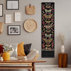 Tegeme Vintage Tapestry 52 x 13 Inch, Long Vertical Wall Hanging Reference Illustrative Botanical Insect Tassel Tapestry for Bedroom Living Room Home Decoration (Poppy Moth)