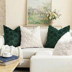 decorUhome St. Patrick’s Day Shamrock Pillow Covers 18x18 Inch Set of 2, Soft Plush Faux Wool Cream White Throw Pillow Covers, Farmhouse Spring Holiday Decor for Sofa Living Room