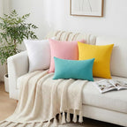 4-Pack 100% Cotton Lumbar Comfortable Solid Decorative Throw Pillow Case,Thmyo Rectangle Cushion Cover Pillowcase Sublimation Blank Pillow Covers DIY Throw Pillowcase(12x20inch/30x50cm, Green)