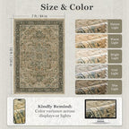 7x10 Living Room Rug, Vintafe Distressed Medallion Area Rug for Bedroom Dining Room, Washable Non Slip Thin Carpet Rugs for Bedroom Under Bed Home Office, Multi Brown/Olive