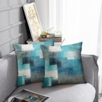 Emvency Set of 2 Turquoise White and Gray Throw Pillow Covers Modern Abstract Teal Painting Decorative Pillow Cases Home Decor Standard Square 20x20 Inches Pillowcases