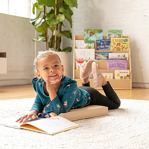 ECR4Kids SoftZone Square Floor Cushions with Handle, Flexible Seating, Sand, 6-Piece