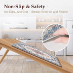 Boho Kitchen Mats for Floor 2 Piece Set Anti Fatigue Cushioned PVC Kitchen Rugs Non Slip Waterproof Farmhouse Mats 2/5 Inch Comfort Standing Mat for Sink, Laundry, 17.3"x59"+17.3"x28", Retro Blue