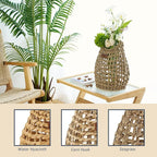 Woven Front Door Basket Water Hyacinth Wall Hanging Basket Decorative Boho Mounted Organizer for Dried Flower Plants Storage Basket for Garden, Home, and Farmhouse Décor (B_Seagrass)