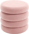 Flouki 20.1" Storage Ottoman Round, Vanity Stools for Bedroom, Sherpa Pouf Ottoman with Removable Lid, Modern Ottoman Stool for Girls Women, Foot Stool for Living Room, Pink