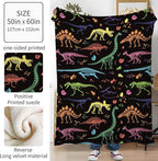 Throw Blanket for Couch, 300GSM Warm Soft Cozy Flannel Blanket, Cute Blanket for All Seasons Bedroom Home Decor Gifts, Colorful Dinosaurs 50x60 Inches