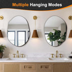 Delma Irregular Wall Mirror, 24"x18" Compact Asymmetrical Cloud Shape, Frameless Decorative Mirror for Bathroom, Bedroom & Hallway, Modern Boho Wall-Mounted