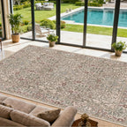 Vintage Moss Living Room Rug, 9x12 Washable Area Rugs for Dining Room Under Table, Soft Low Pile Large Carpet Bedroom, Non-Slip Boho Floral (9 x 12 Moss)