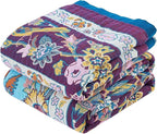 Fall Blanket for Bed, 100% Cotton Soft Rustic Boho Throw Blanket Quilt, 80"x90" Farmhouse Decor Bed Flower Blankets, Light Weight Reversible Bohemian Throw Quilt