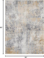 DomDomitapis Area Rug 3×5, Vintage Boho Rug,Ultra-Soft Low Pile, Washable, Non Slip,Stain Resistant Printed Carpet for Living Room Bedrooms Playroom Office Kitchen, Gold/Grey