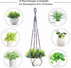 35 Inch Macrame Plant Hanger, Hanging Planter Basket with Wood Beads, Decorative Flower Pot Holder for Indoor Outdoor Boho Home Decor, Set of 2 (Purple)