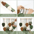 KHOYIME Macrame Wall Hanging Boho Home Decor, Bohemian Leaves Woven Yarn Tapestry Chic Aesthetic Wall Art Modern Handmade Leaf Hanging Decoration for Bedroom Living Room Nursery Office 15.7''W x 20''L