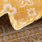 Rugs.com Outdoor Aztec Collection Rug – 2' x 3' Yellow Flatweave Rug Perfect for Living Rooms, Large Dining Rooms, Open Floorplans