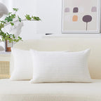 Home Brilliant Rectangle Pillow Covers 12x20 inch Striped Corduroy Solid Cushion Covers Oblong Pillowcases for Sofa Kids Toddler, 12 x 20 inch, Creamy White