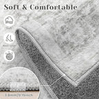 6x9 Area Rugs for Living Room: Washable Vintage Floral Rug Low Pile Non-Slip Boho Carpet for Bedroom Nursery Dining Room (Grey, 6'x9')
