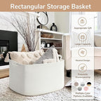 Goodpick Large Blanket Basket Living Room, Storage Baskets for Organizing, Woven Rope Laundry Basket for Toy Storage, 21.6" x 14.9" x 11.8", White