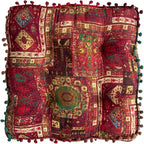 vctops Christmas Red Bohemian Patchwork Square Chair Seat Cushions for Dining Kitchen Office Chairs Patio Soft Cotton Linen Chair Pads (Red,16"x16")