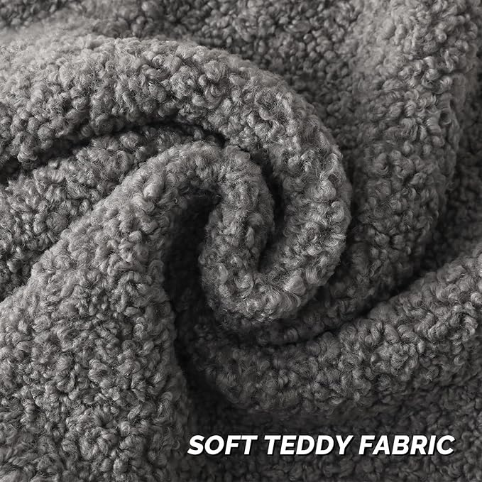 FUTEI Dark Grey Throw Pillow Covers 18x18 Inch Set of 2,Furry Faux Fur Teddy Boucle Textured Cushion Covers,Soft Fluffy Decorative Pillow Case,Home Decor for Couch Bed Living Room Office Car