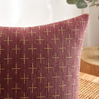 MIULEE Pack of 2 Christmas Decorative Burlap Linen Throw Pillow Covers Modern Farmhouse Pillowcase Rustic Woven Textured Cushion Cover for Sofa Couch Bed 24x24 Inch Wine Red