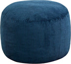 Round Stuffed Pouf Ottoman,Corduroy Foot Rest with Rebound Foam Filled, Furry and Fluffy Foot Stool Ottoman,26"*18" Floor Poufs for Living Room (Blue, 26" D x 26" W x 18" H)