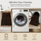 Easy Jute 8x10 Buffalo Plaid Living Room Rug - Retro Black and Red Rug for Dining Room Under Table, Non Slip Washable Carpet for Bedroom Under Bed and Fireplace, Washable Woven Fall & Holiday Decor