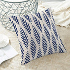 Navy Blue Boho Pillow Covers 16 x 16 Inch Pack of 2, Bohemian Ethnic Herringbone Pattern Decorative Throw Pillow Covers Linen Modern Geometry Farmhouse Outdoor Pillowcase for Sofa Couch Decor