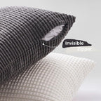 Topfinel Neutral Room Decor Throw Pillows Covers-Multi Gray Combo 20" x 20" Set of 4-Corduroy Modern Grey Living Room Decorative Cushion Case Euro Shams