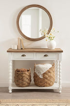 Kate and Laurel Livia Modern Two-Piece Woven Basket Set; 16 x 16 and 13 x 13; Natural Water Hyacinth; Transitional Natural Wicker Baskets for Use as Woven Planters or Living Room Blanket Baskets