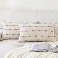 Boho Throw Pillow Covers 12x20 Set of 2 Modern Farmhouse Decorative Cushion Case Tufted Square Pillows Cover Neutral Pillow Cases Accent Pillowcase for Sofa,Couch,Bed,Beige and Khaki