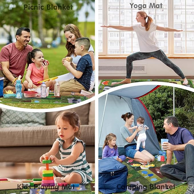 Extra Large Picnic Blankets Waterproof Foldable (60"x 80") Boho Beach Blanket Waterproof Sandproof,3-Layer Thicking Mat Outdoor Packable Camping Blanket